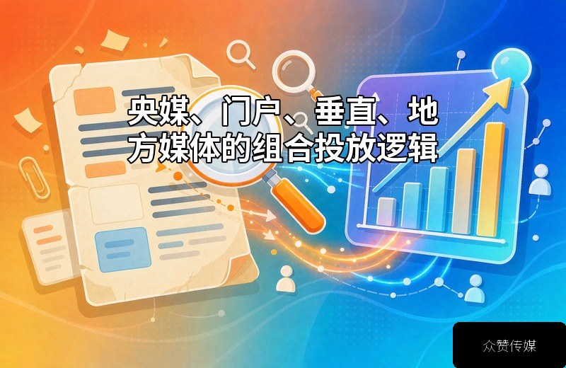 央媒、门户、垂直、地方媒体的组合投放逻辑配图